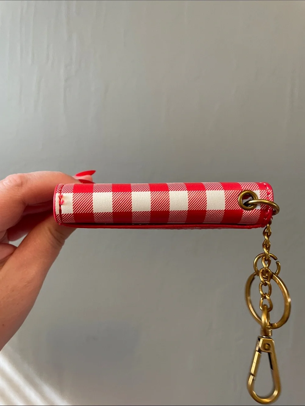 Steve Madden Red Gingham Card Holder Keychain - EUC